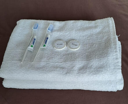 Towels, Toothbrush, Soap